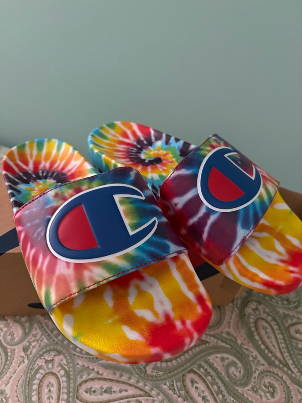New Champion Tie-Dye Slide Sandals Youth 5